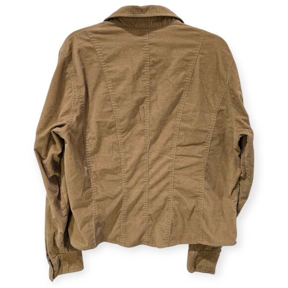 Talbots XL Tan Corduroy Stretch Jacket Blazer Button Up Casual Workwear - Picture 2 of 4